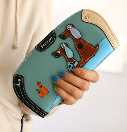 LY.SHARK Cartoon dog women purse bag designer wallets famous brand women wallet long money clip dollar price zipper coin pockets