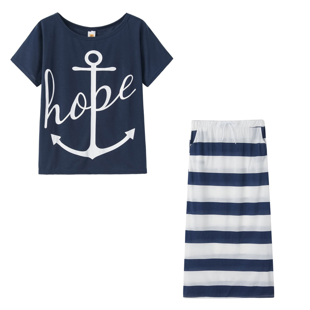New European and American Navy Style Casual Set, 2 Pieces