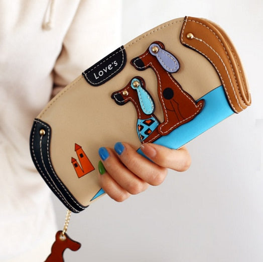 LY.SHARK Cartoon dog women purse bag designer wallets famous brand women wallet long money clip dollar price zipper coin pockets