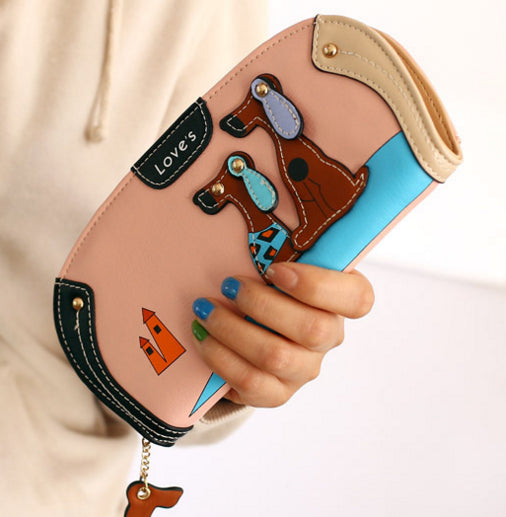LY.SHARK Cartoon dog women purse bag designer wallets famous brand women wallet long money clip dollar price zipper coin pockets