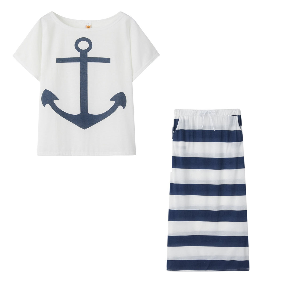New European and American Navy Style Casual Set, 2 Pieces