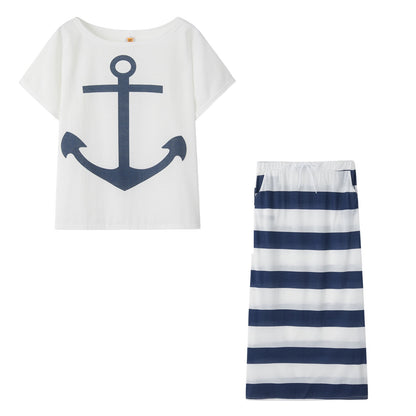 New European and American Navy Style Casual Set, 2 Pieces