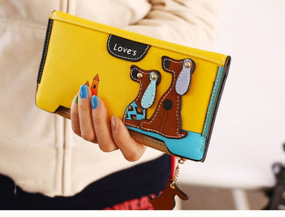 LY.SHARK Cartoon dog women purse bag designer wallets famous brand women wallet long money clip dollar price zipper coin pockets