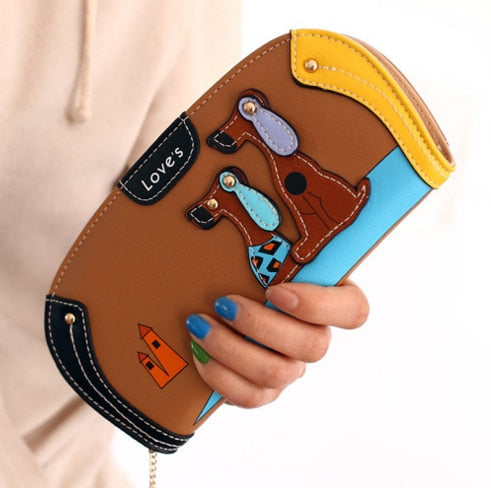 LY.SHARK Cartoon dog women purse bag designer wallets famous brand women wallet long money clip dollar price zipper coin pockets