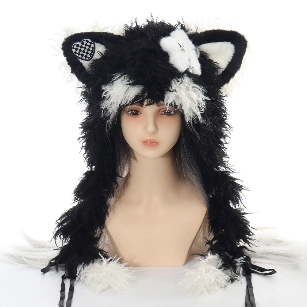 Original Fluffy Cat Ear Hat Lolita Spiky Star Braided Hair Hat