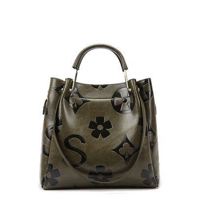 Handbag Women's Fashion Embossed Tote Bag Large Capacity Maternity Bucket Bag