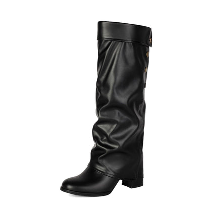 Autumn and winter high heels, thick heels, one foot stomping, warehouse tube high pass boots for women