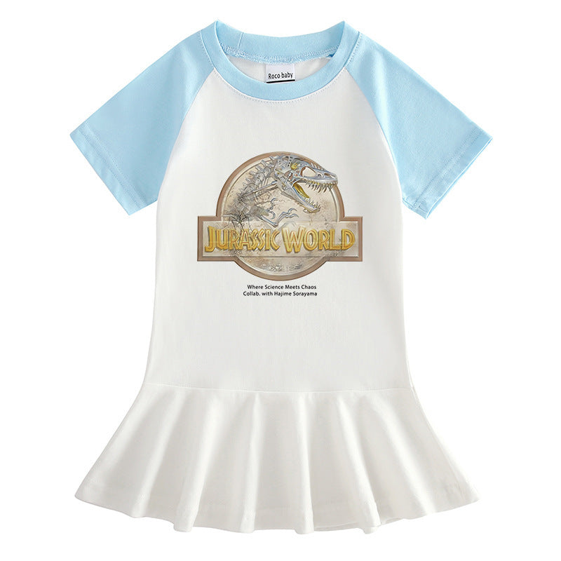 Children's cartoon half sleeved girls' dress