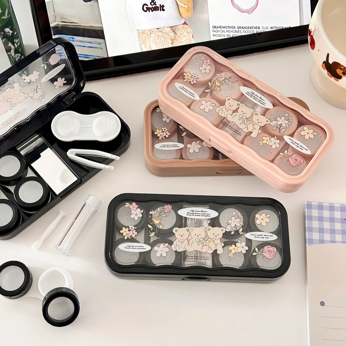 Cute Bear Contact Lens Box with Mirror