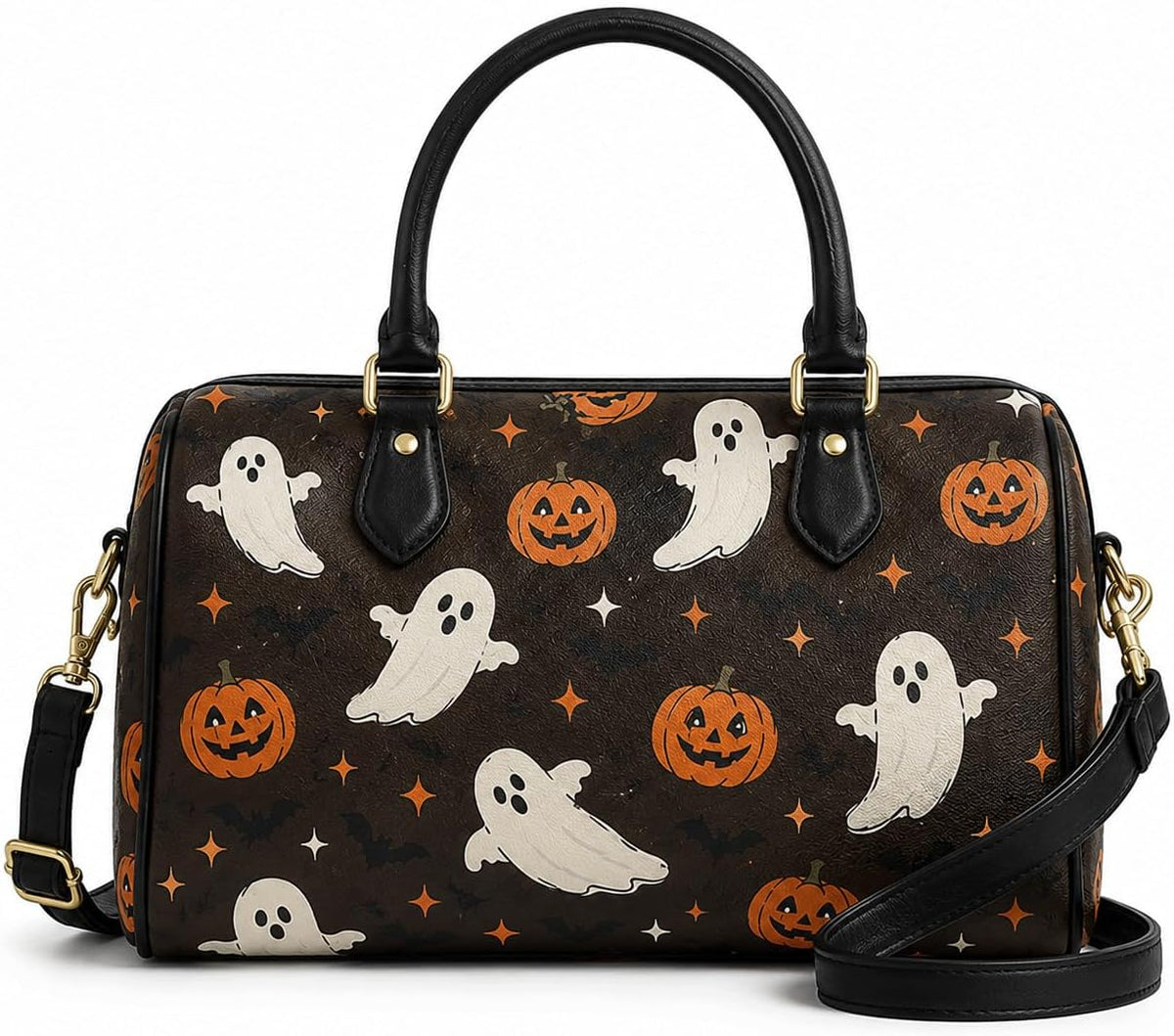 Halloween Purses for Women Pumpkin Ghost Barrel Satchel Bag