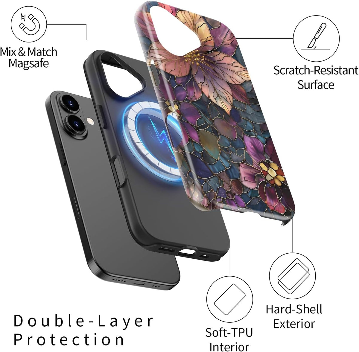 for Iphone 17 Case Cute, Preppy Trendy Floral Design