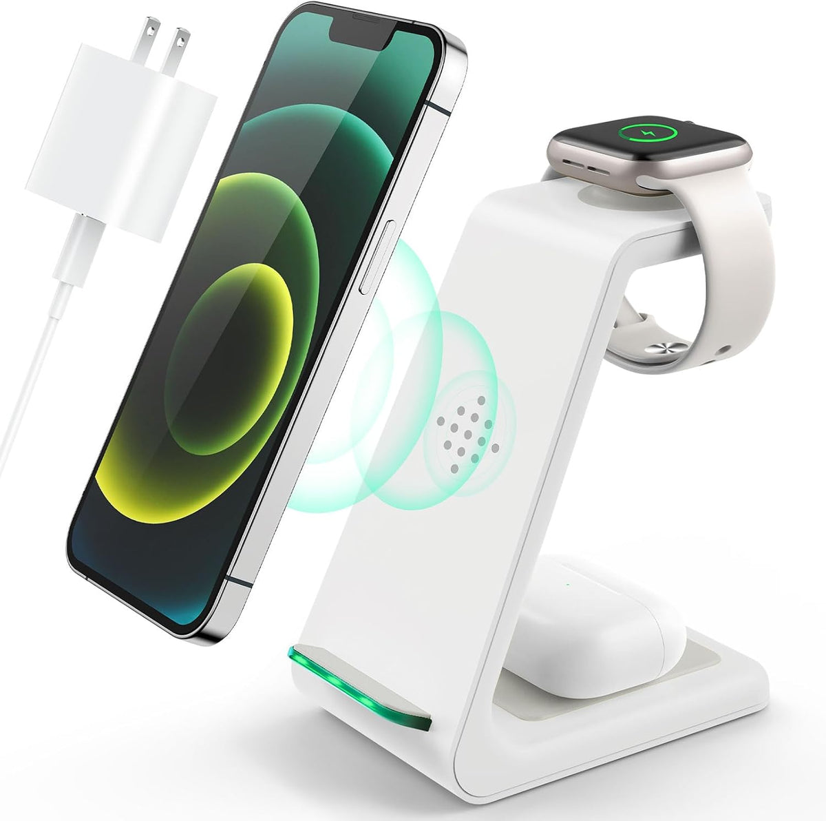 3 in 1 Wireless Charging Station, 2026 Upgraded Fast Desk Charger Station for Iphone 17 16 15 14 13 12 Pro Max Plus, Charger Stand for Apple Watch 11 10 9 8 7 6 5 4 3 2 Ultra SE, Airpods 4 3 2 Pro
