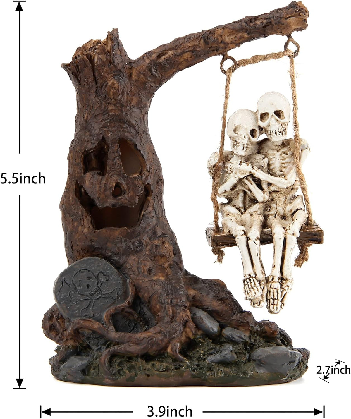 Halloween Skull Statue with Spooky LED Light for Home Indoor Decorations