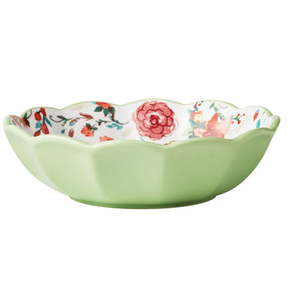 Painted Meadow Green 4-Piece Ceramic Pasta Bowl Set