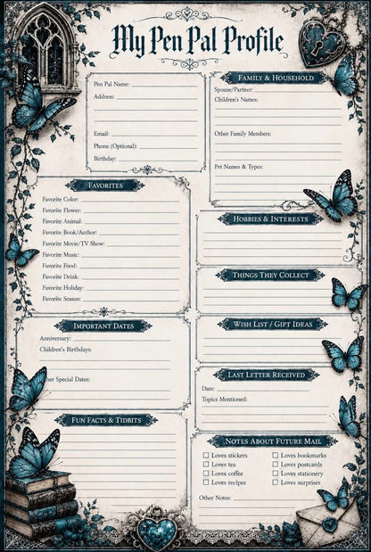 Pen Pal Profile Page, Journaling, 3 Pack Digital Product