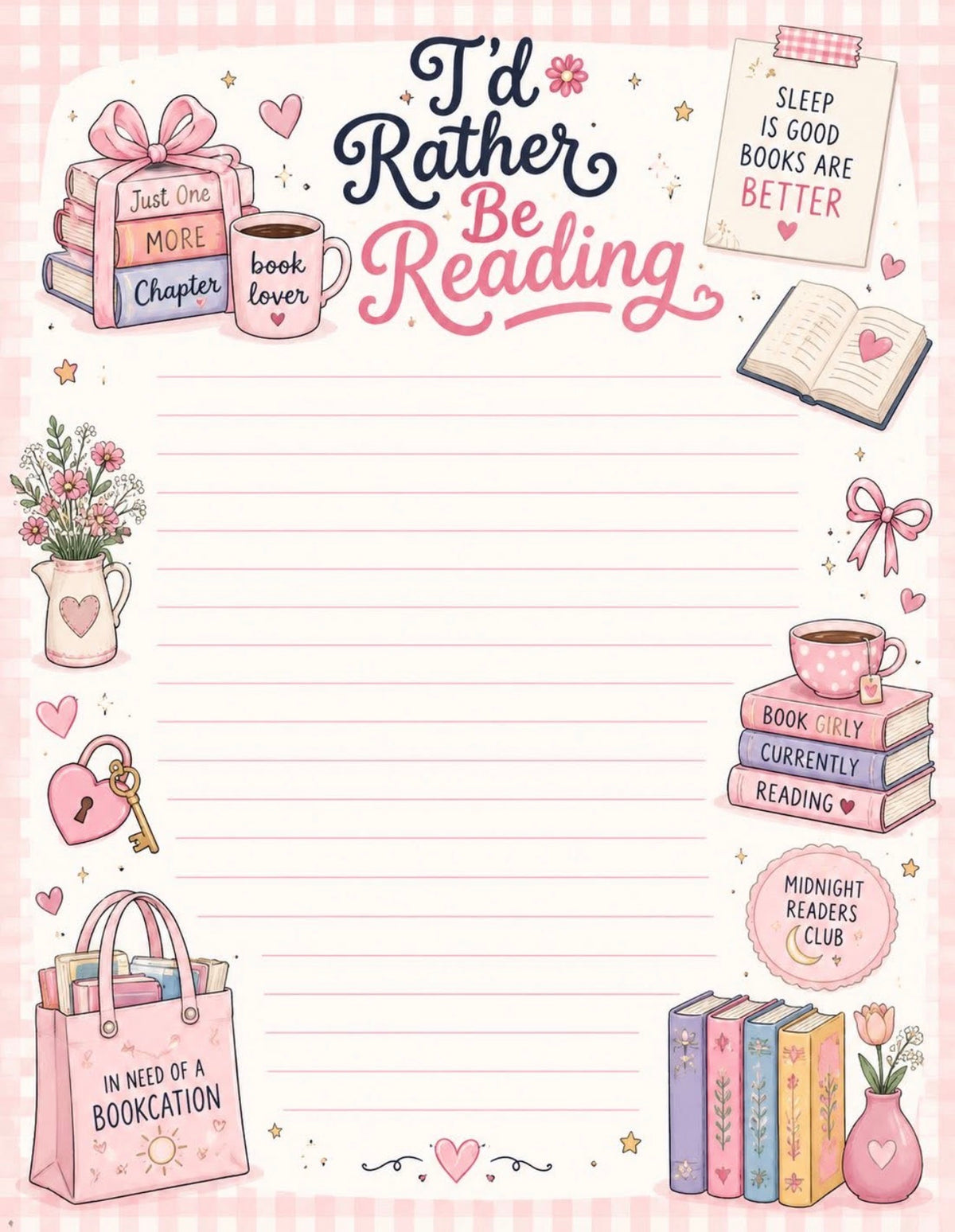 I'd Rather Be Reading Notebook Paper
