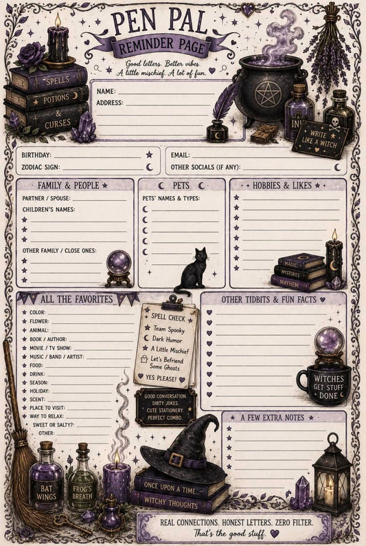 Pen Pal Profile Page, Journaling, 3 Pack Digital Product