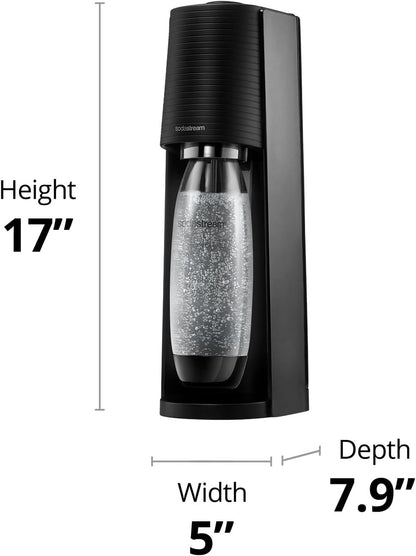 Sodastream TERRA Sparkling Water Maker, Starter Kit, CQC CO2 System, Includes 1 Quick Connect 60L CO2 Cylinder, 1 Dishwasher Safe BPA Free Bottle, 1 Bubly Lime Drop, Make Your Own Pepsi, Black