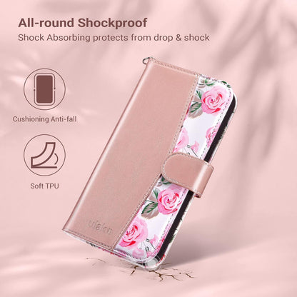 Compatible with Iphone 14 Wallet Case for Women, Rose Gold