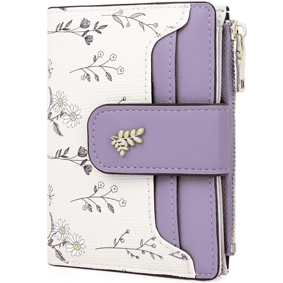 Womens Wallet with RFID Blocking Cute Small Wallets for Women Thin Purple Women'S Wallet Kawaii Flower Card Wallets for Women Ladies