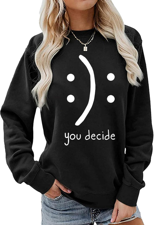 Women round Neck Sweaters Graphic Cute Pullover Long Sleeve Funny Sweatshirts