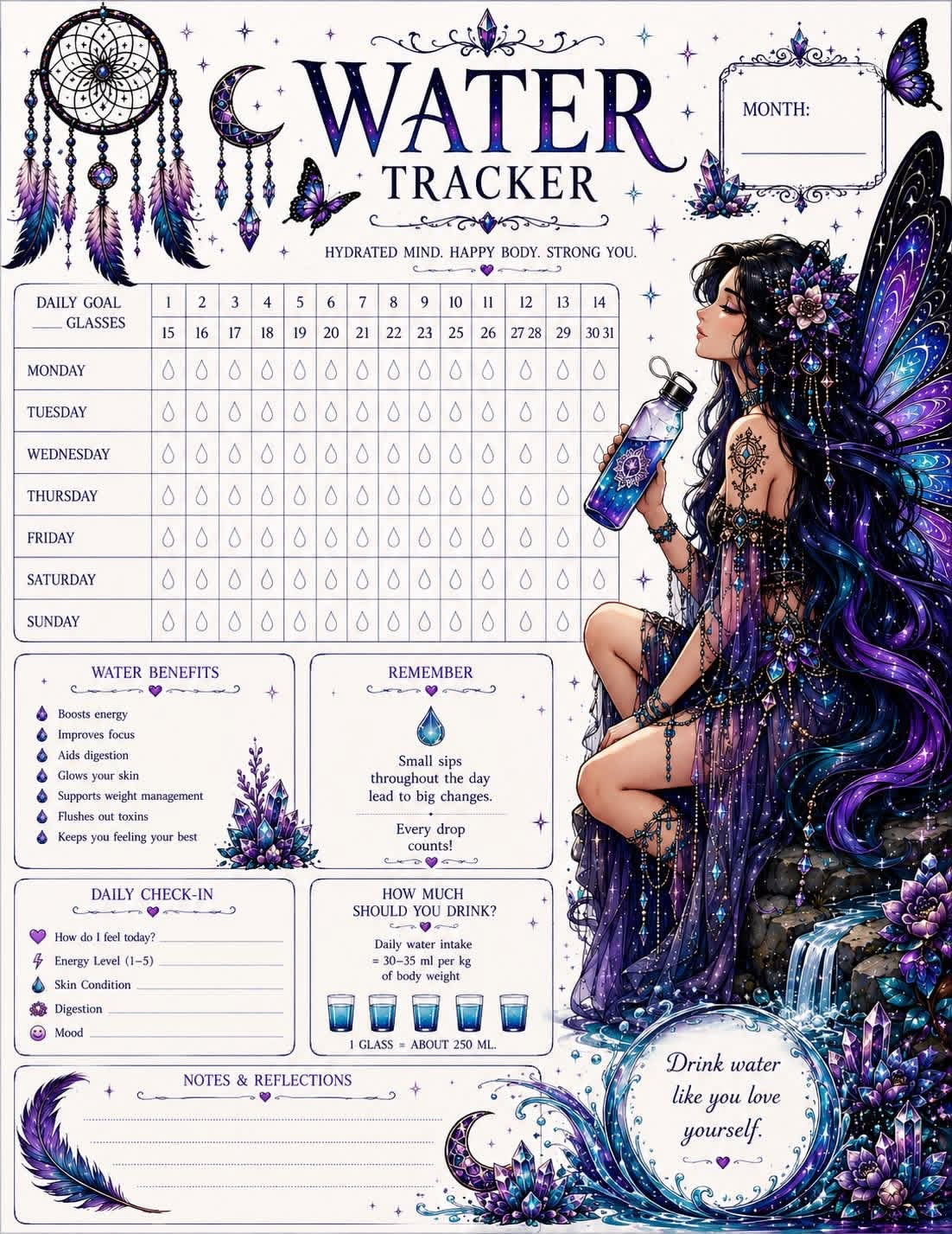 Crystal Waters Wellness Planner Digital product